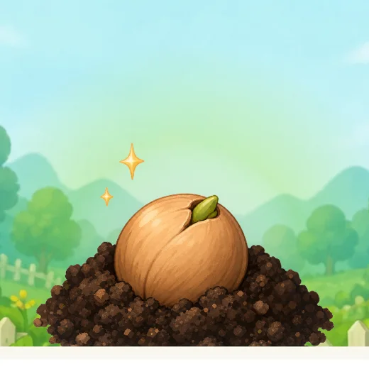 A seed glowing in a garden